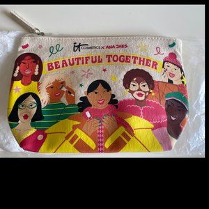 NEW It Cosmetics Ana Jaks Canvas Makeup Bag Beautiful Together Zip Closure